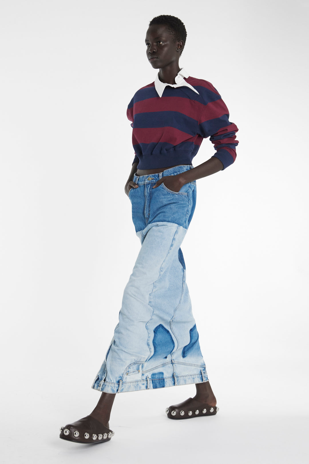 Twisted Collar Rugby Jersey Burgundy Navy