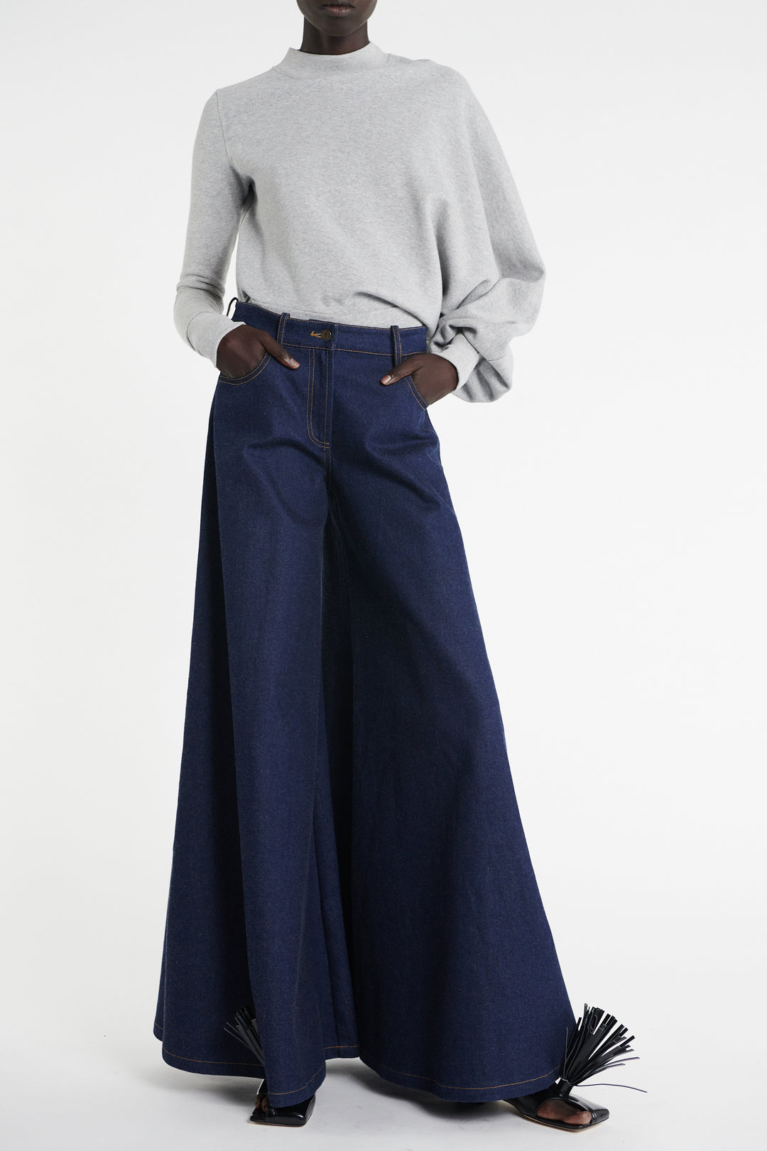 Wide Leg Denim Indigo Rinse Wash