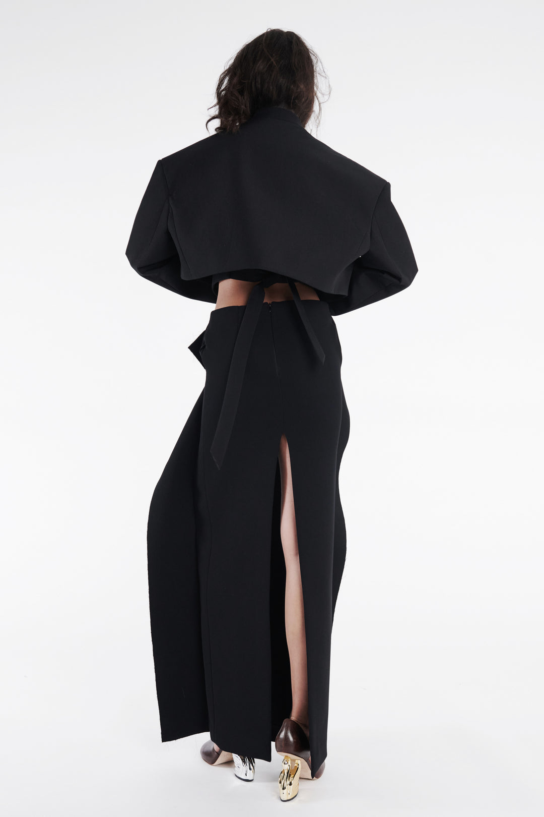 Cropped Tuxedo Jacket Black