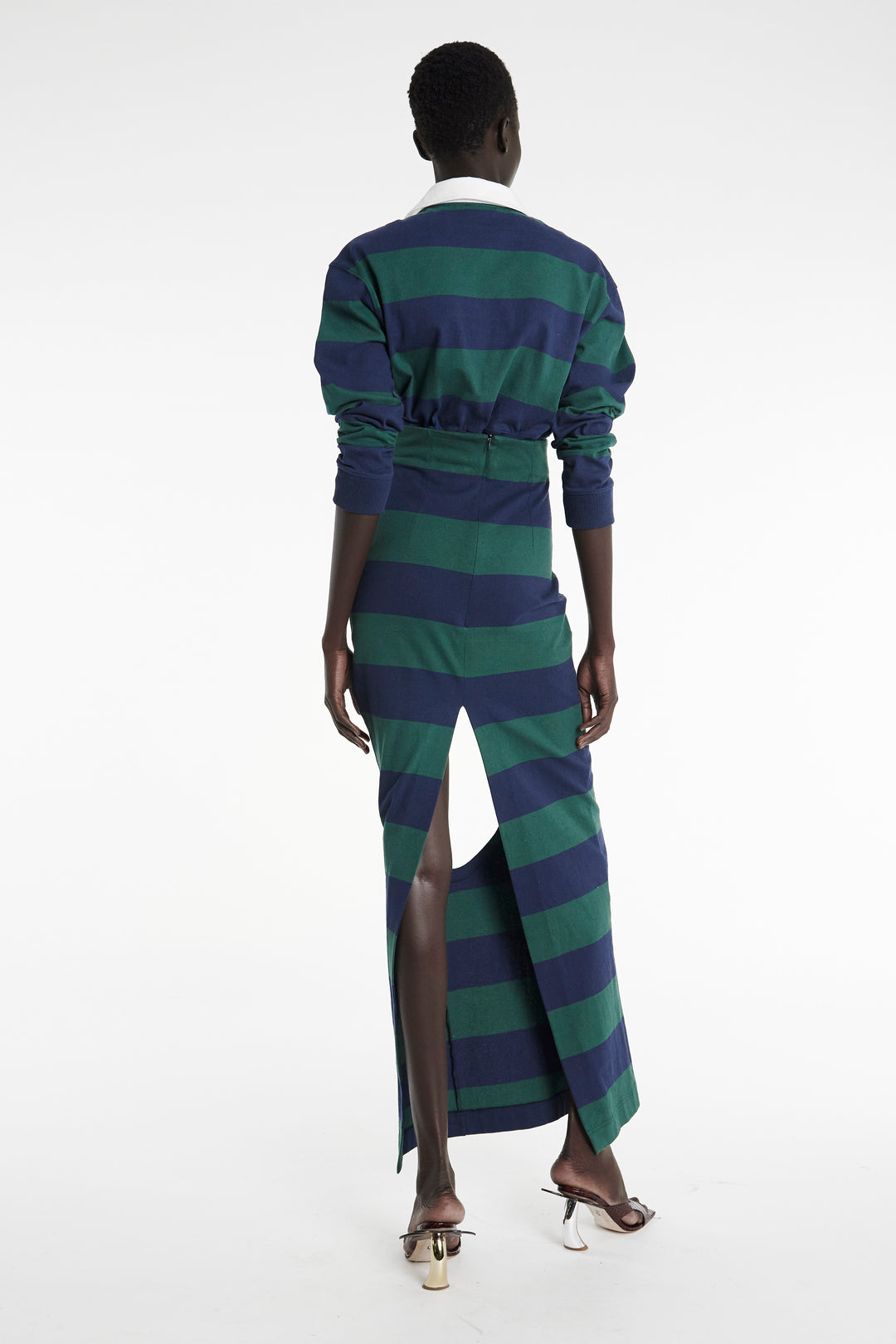 Pencil Skirt With Cut Out Emerald Green Navy