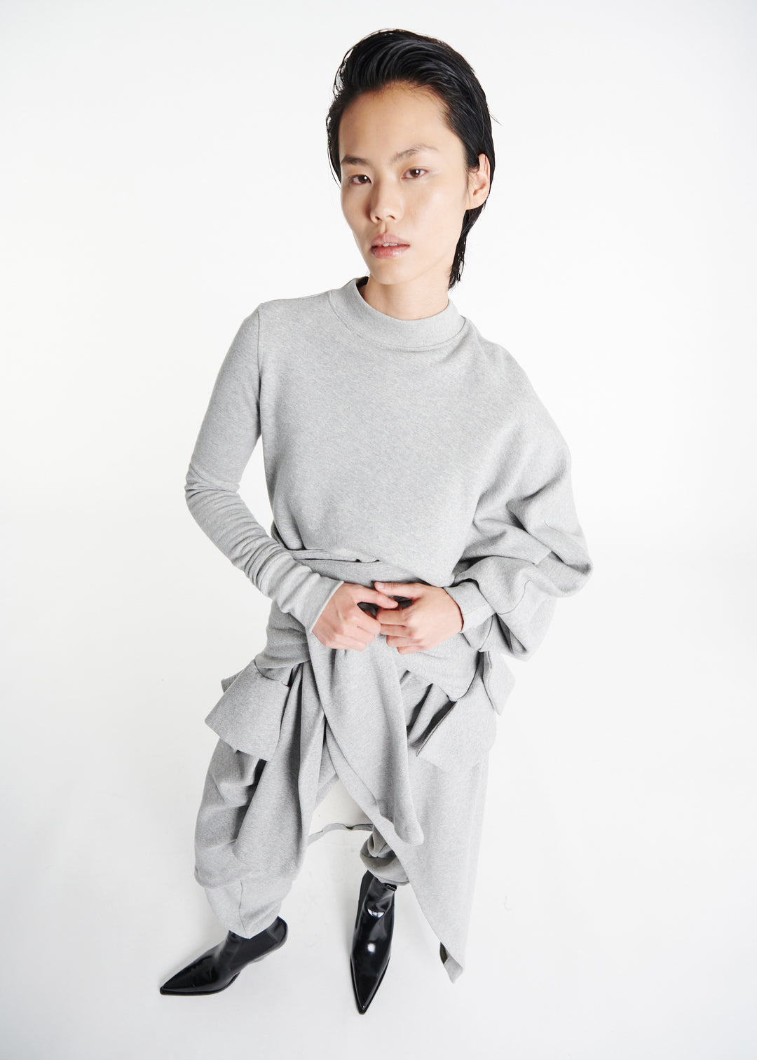 Jersey Jogger With Attached Shirt Skirt Grey Melange