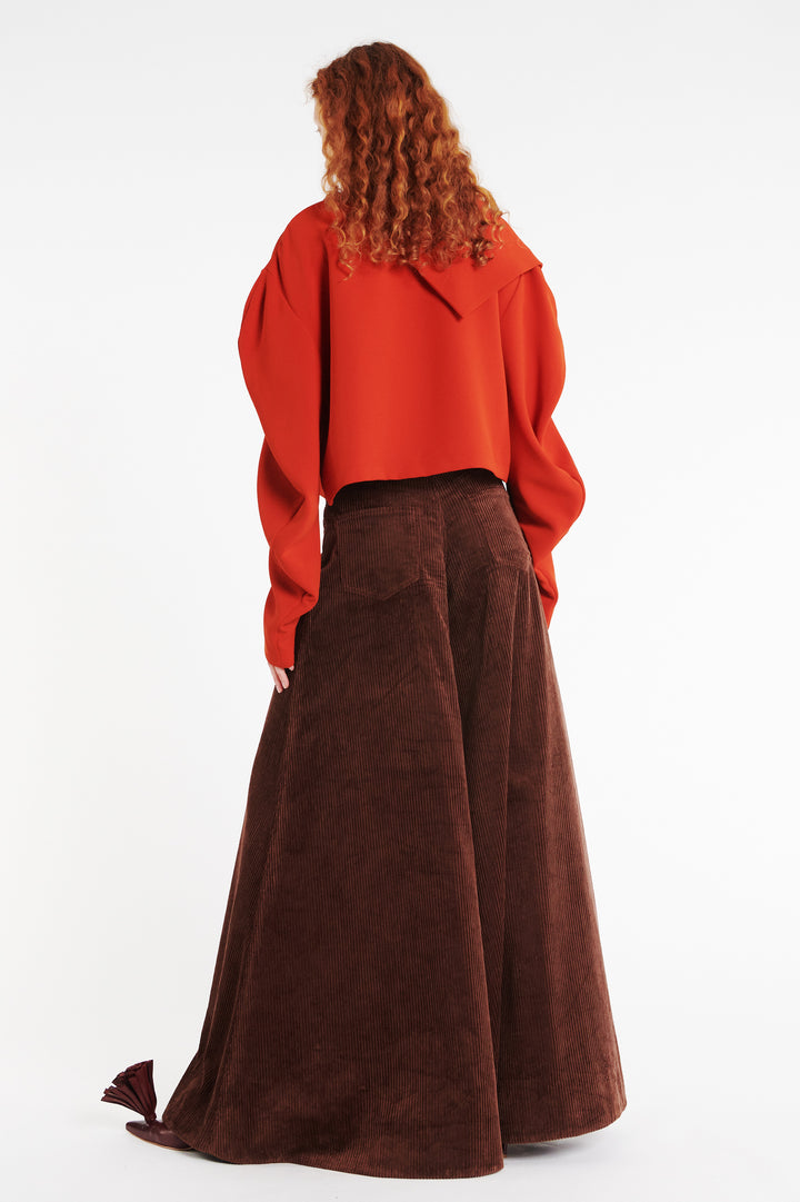 Draped Collar Top Terracotta