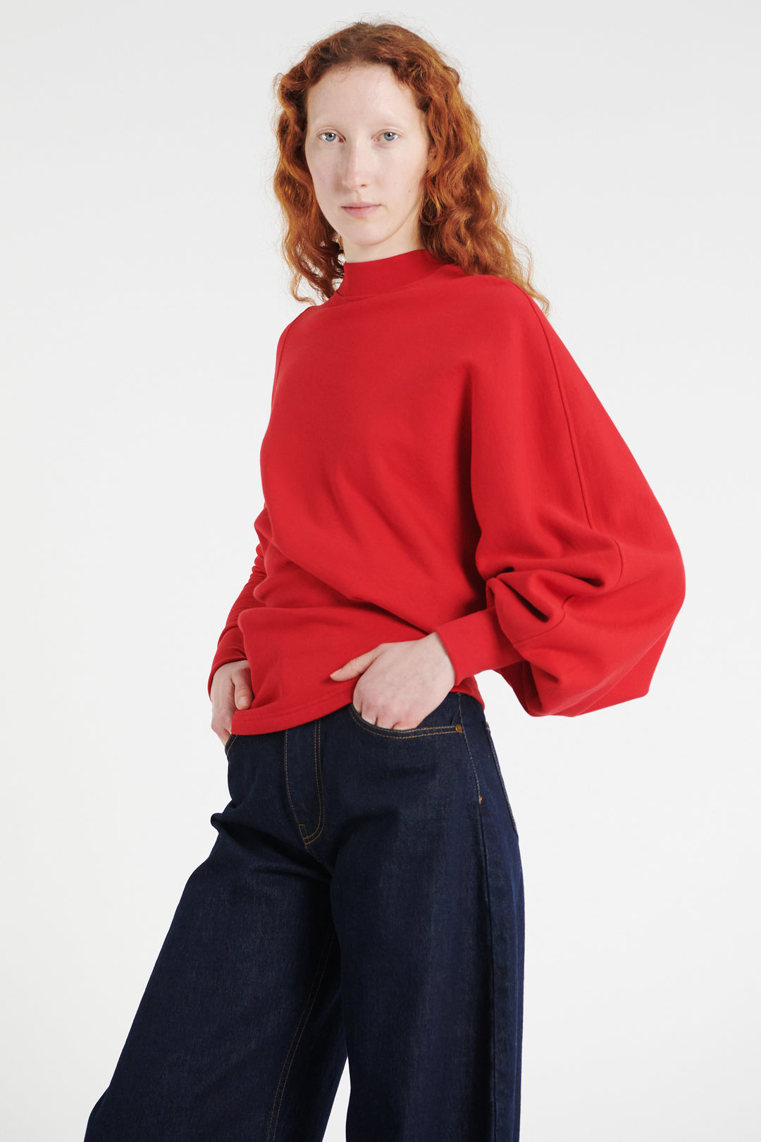Slouched Sleeve Sweatshirt Red