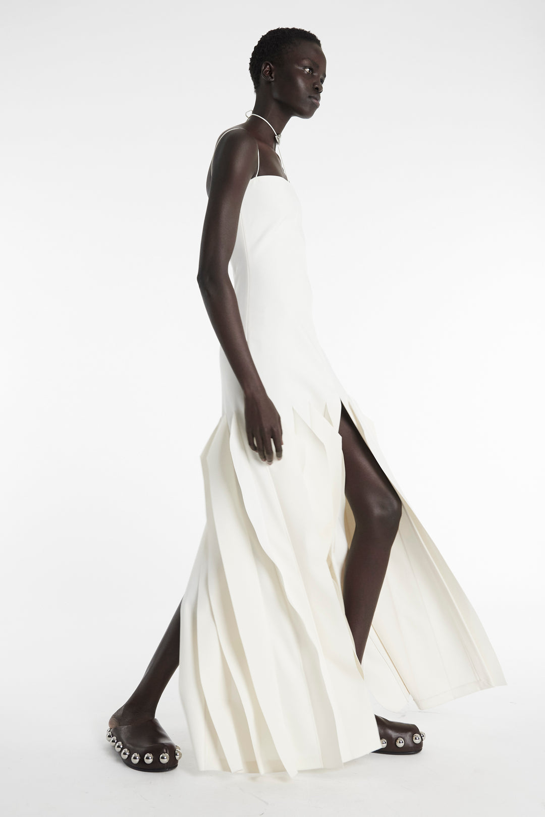 Full Length Lip Choker Dress Ivory