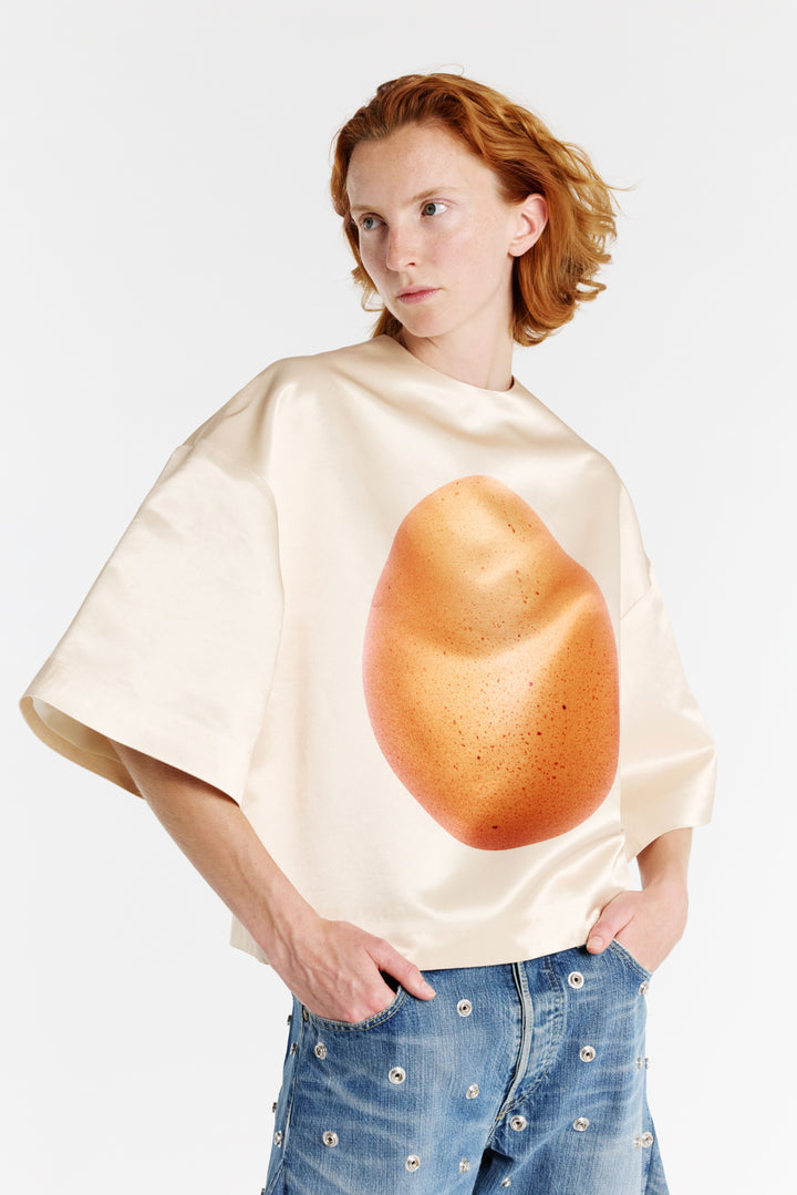 Boiled Egg Satin Top Peach