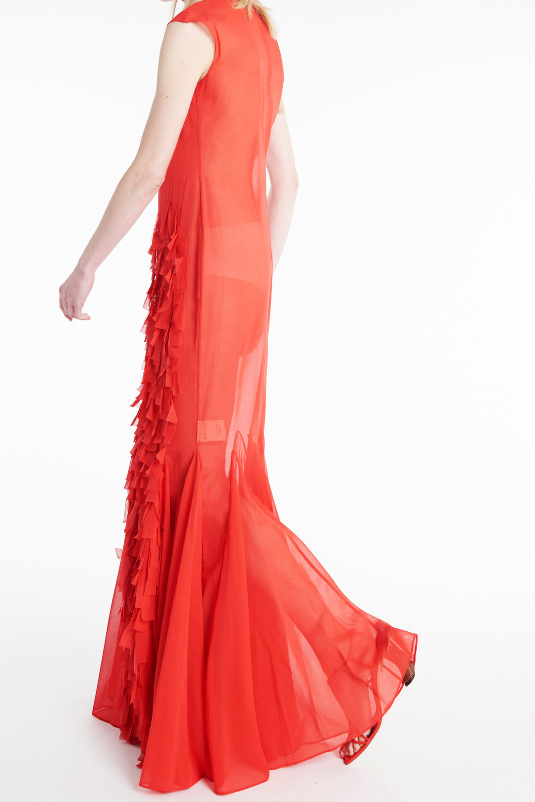 Organza Godet Dress Red