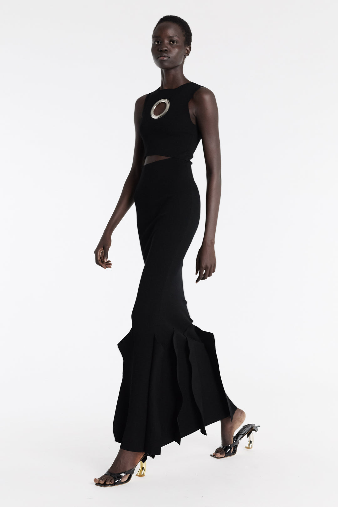 Knit Dress With Hem Panel Detail Black