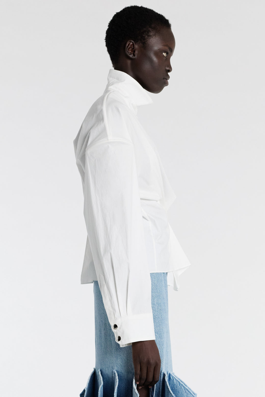 Asymmetric Collar Shirt White
