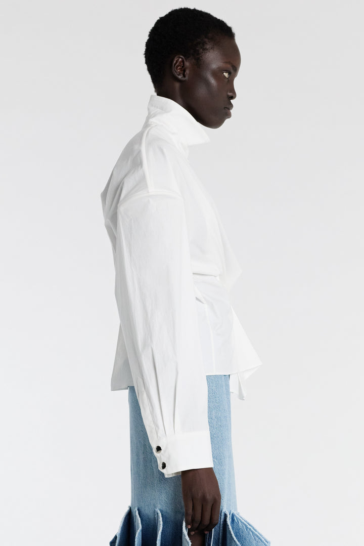 Asymmetric Collar Shirt White
