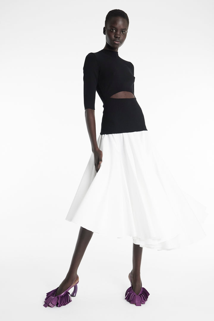 Knit Top Dress Black White