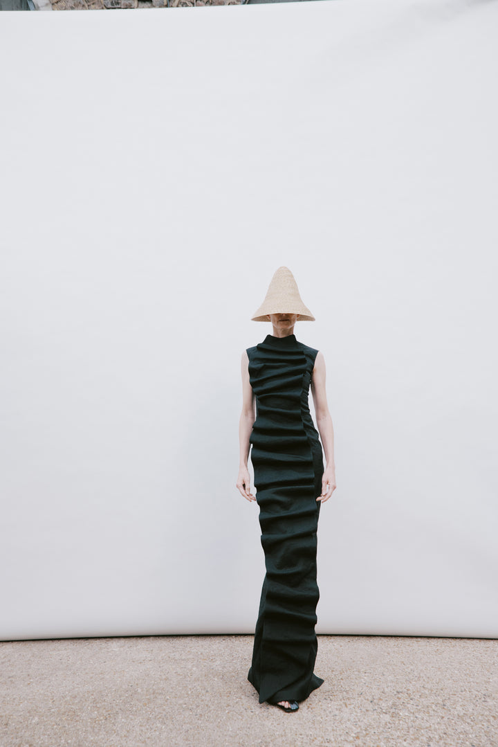 Bib-Front Maxi Dress Black