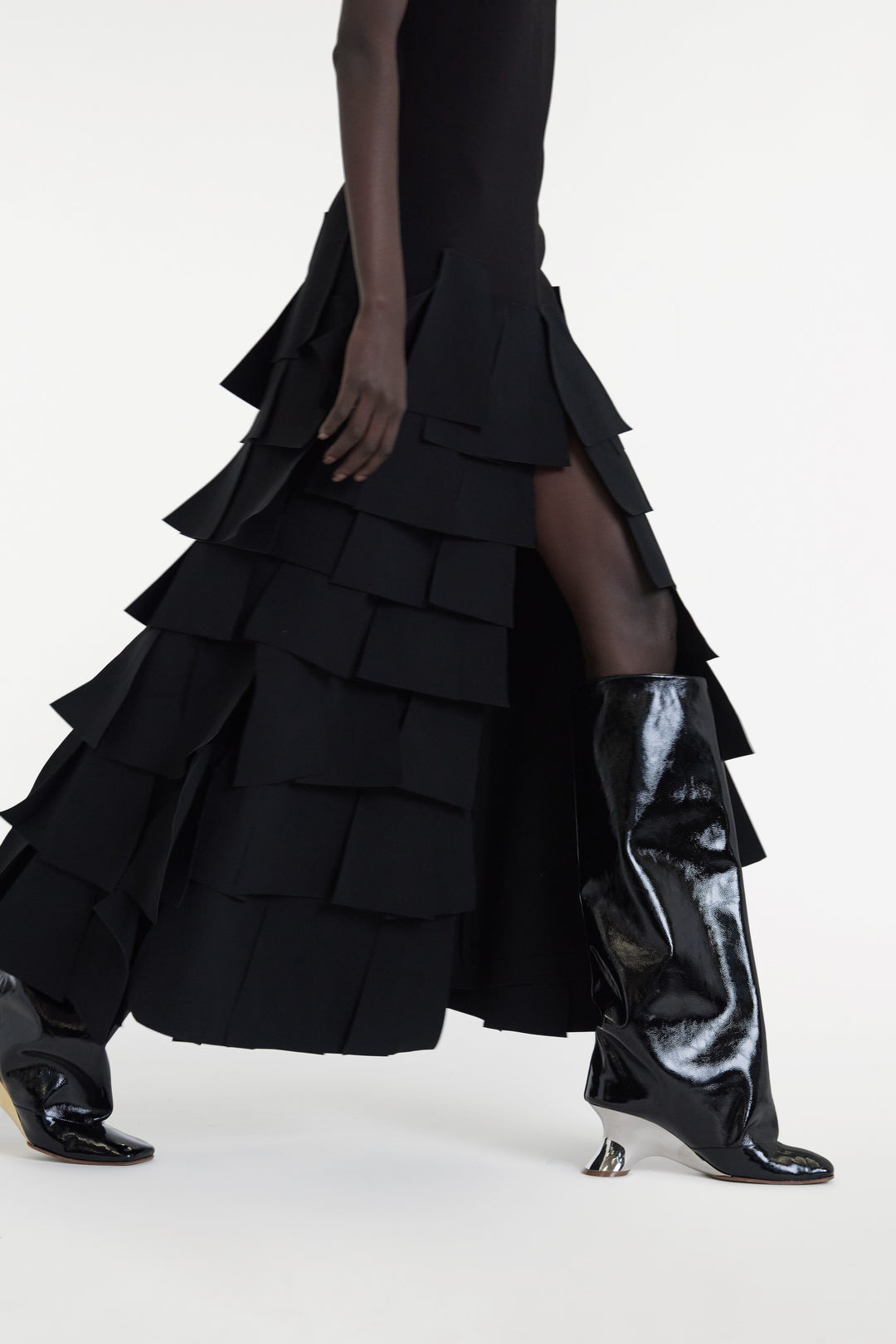 Sleeveless Dress With Laser Cut Elements Black