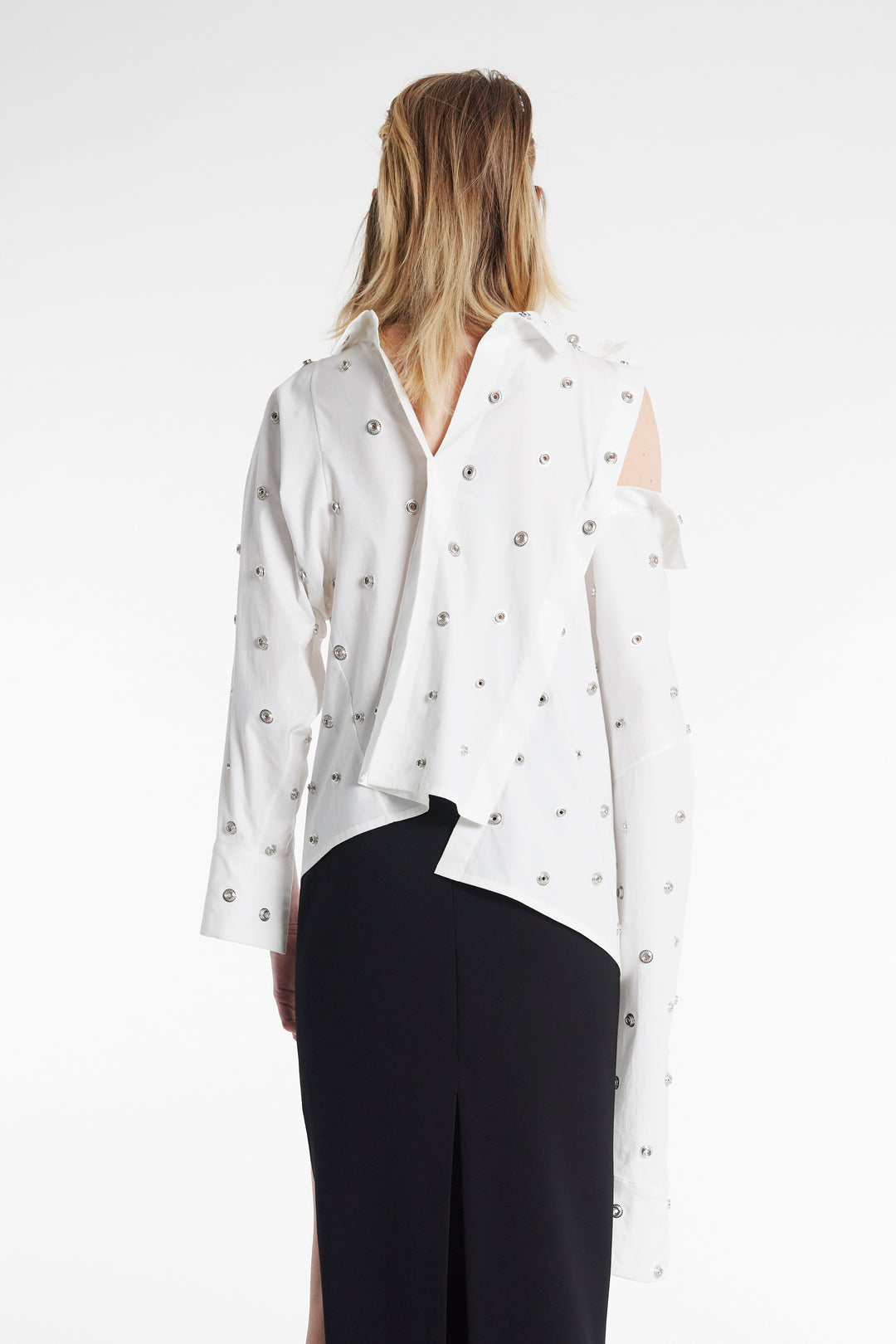 Studded Double Collar Shirt White
