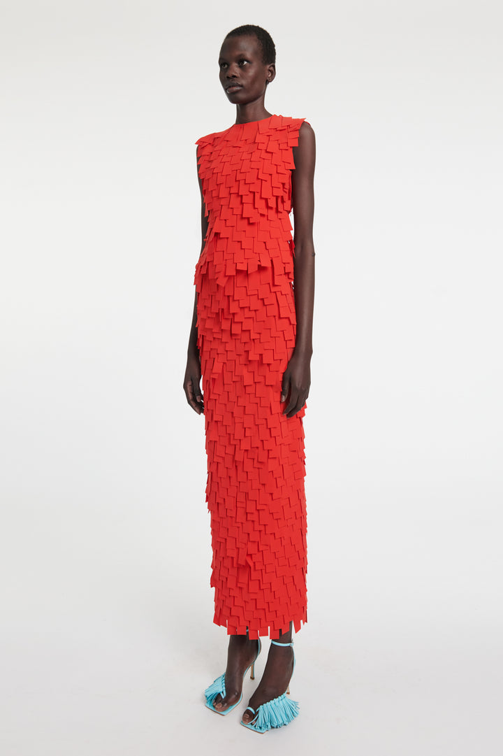 Multi Rectangle Skirt Red