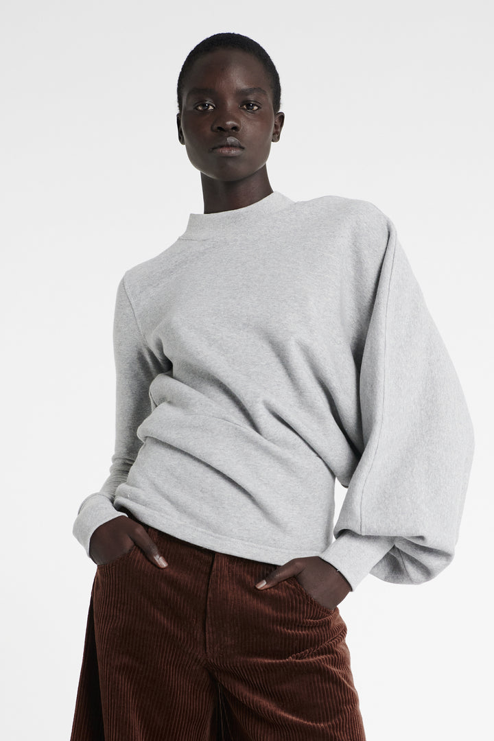 Jersey Slouched Sleeve Sweatshirt Grey Melange