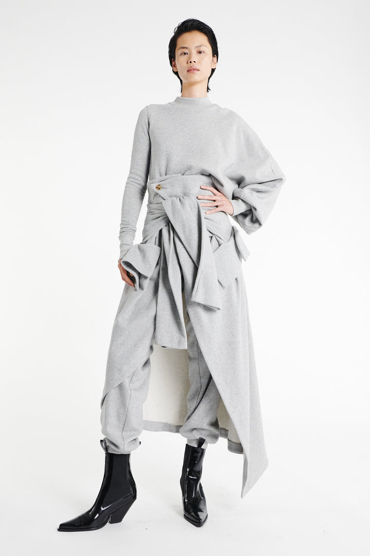Jersey Jogger With Attached Shirt Skirt Grey Melange