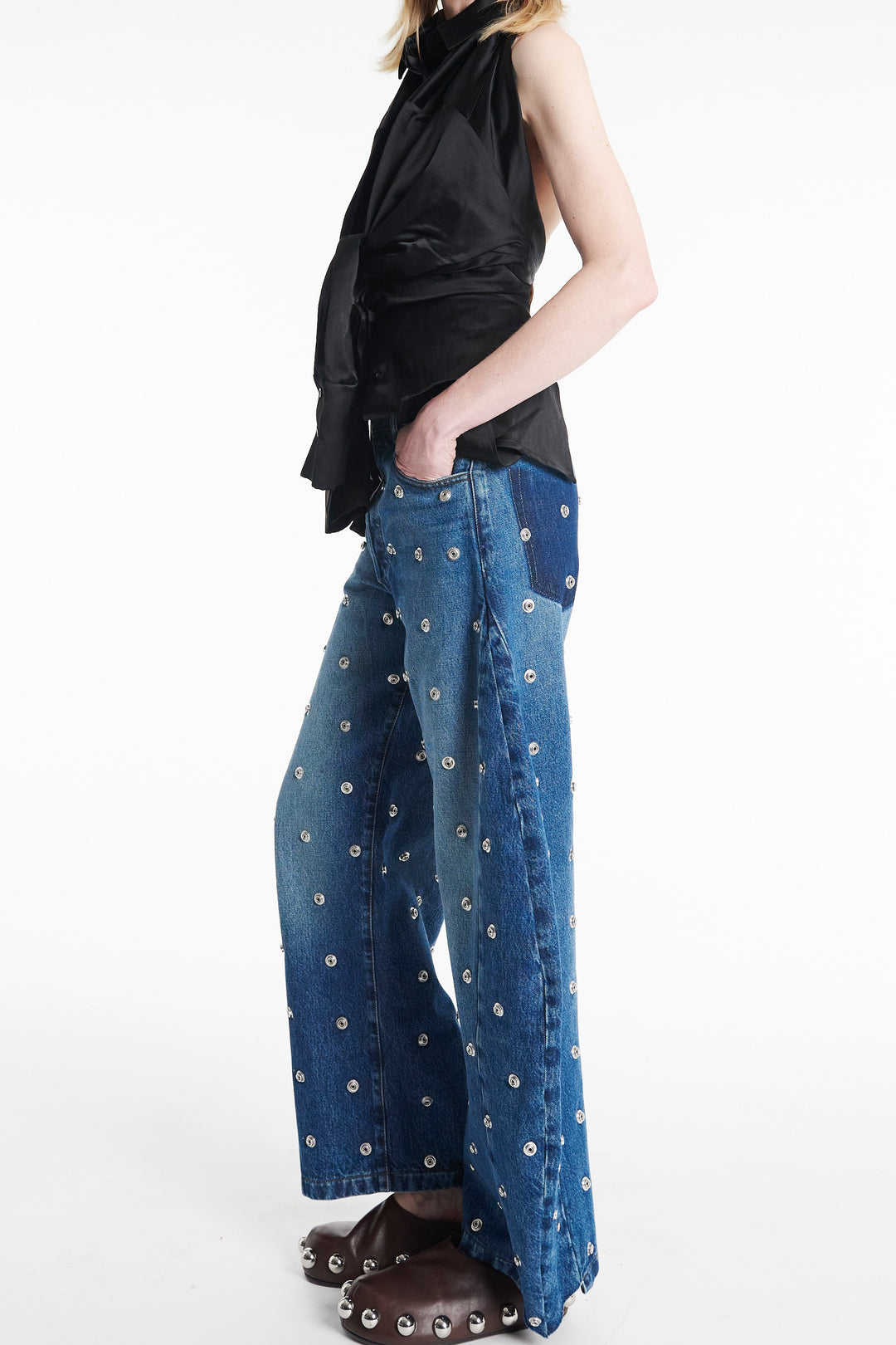 Studded Organic Jeans Blue Denim