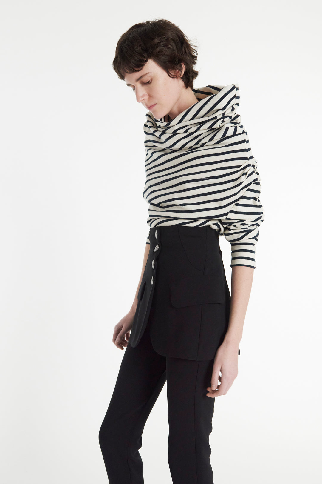 Slim Leg Trouser With Basque Detail Black