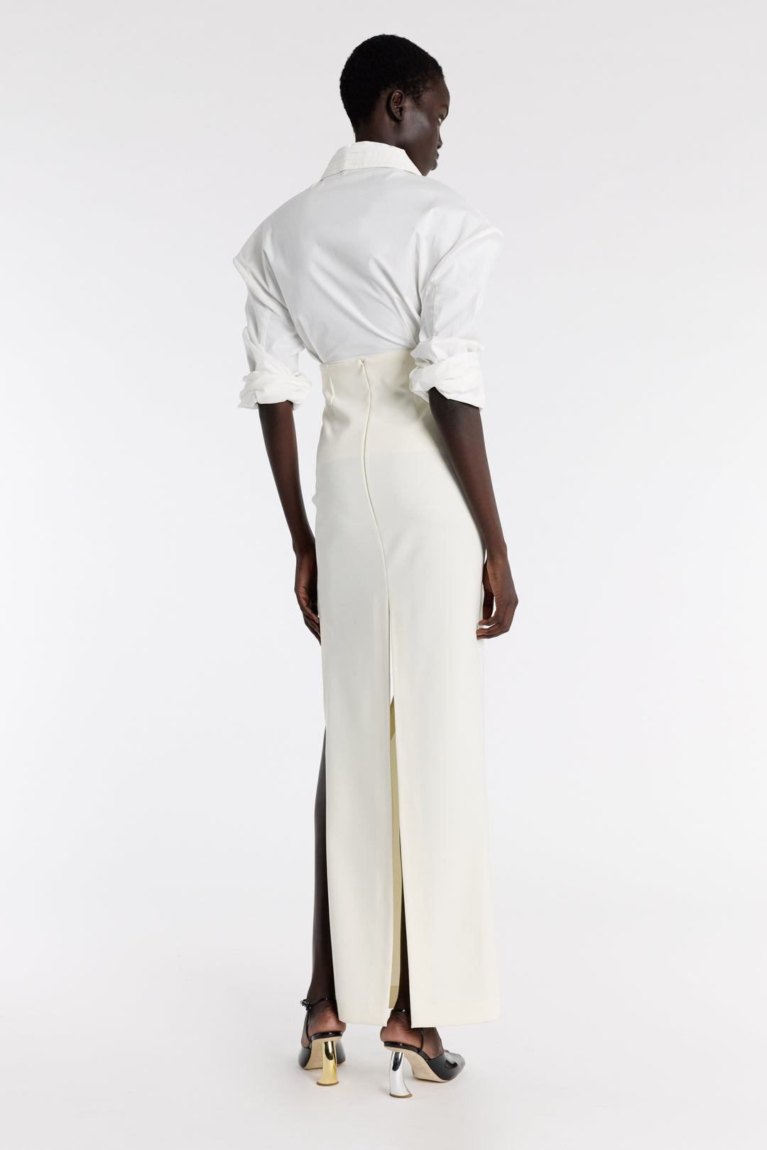 Cummerbund Collar Tuxedo Top White