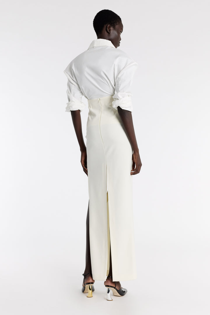 Cummerbund Collar Tuxedo Top White