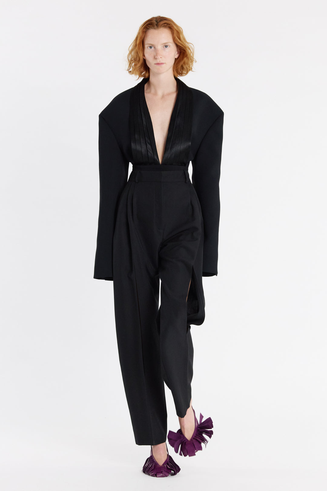 Trousers With Vertical Knee Slits Black