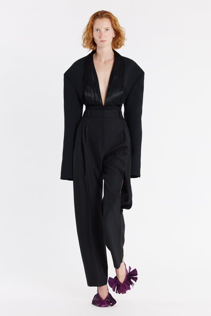 Trousers With Vertical Knee Slits Black