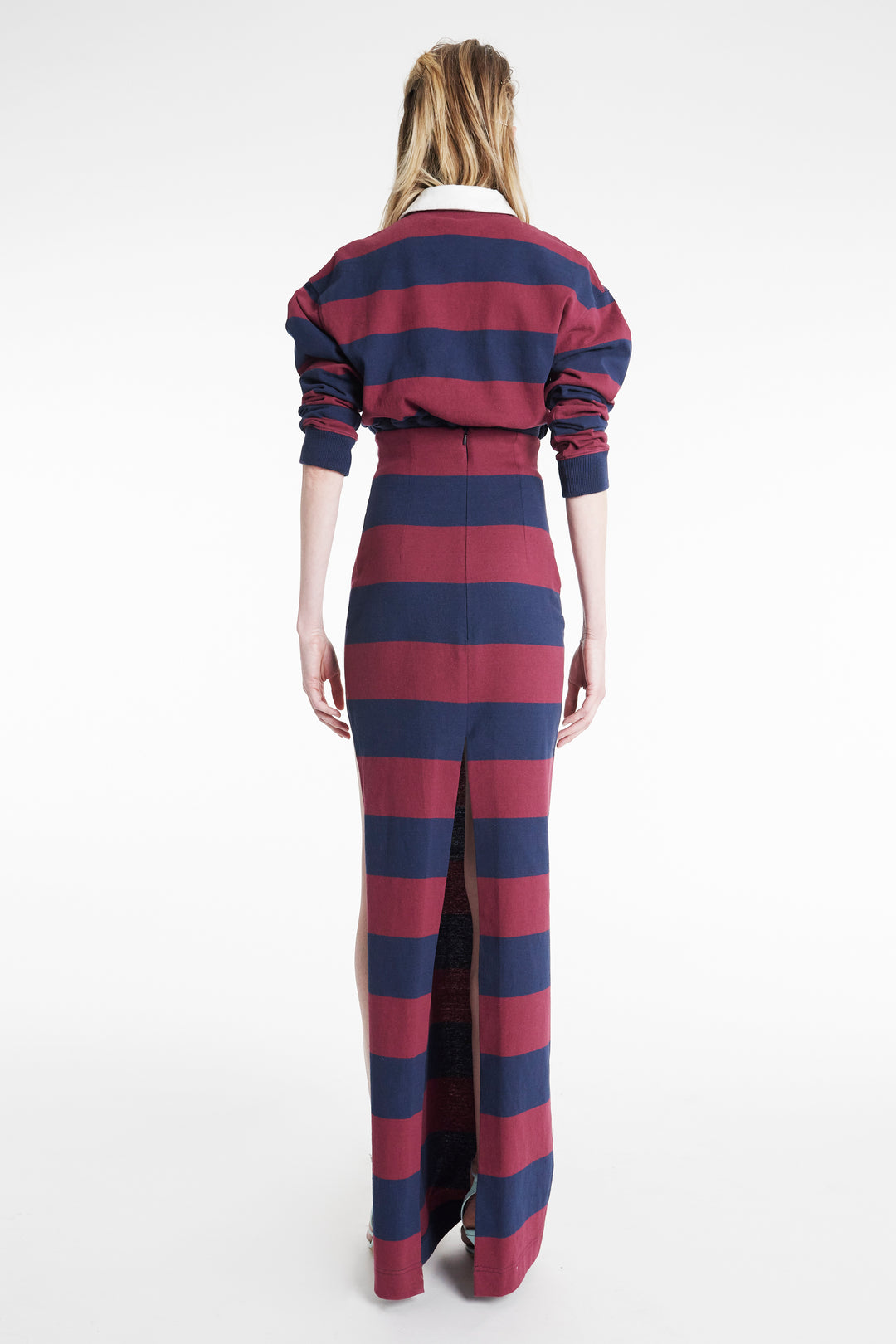 Pencil Skirt With Cut Out Burgundy Navy