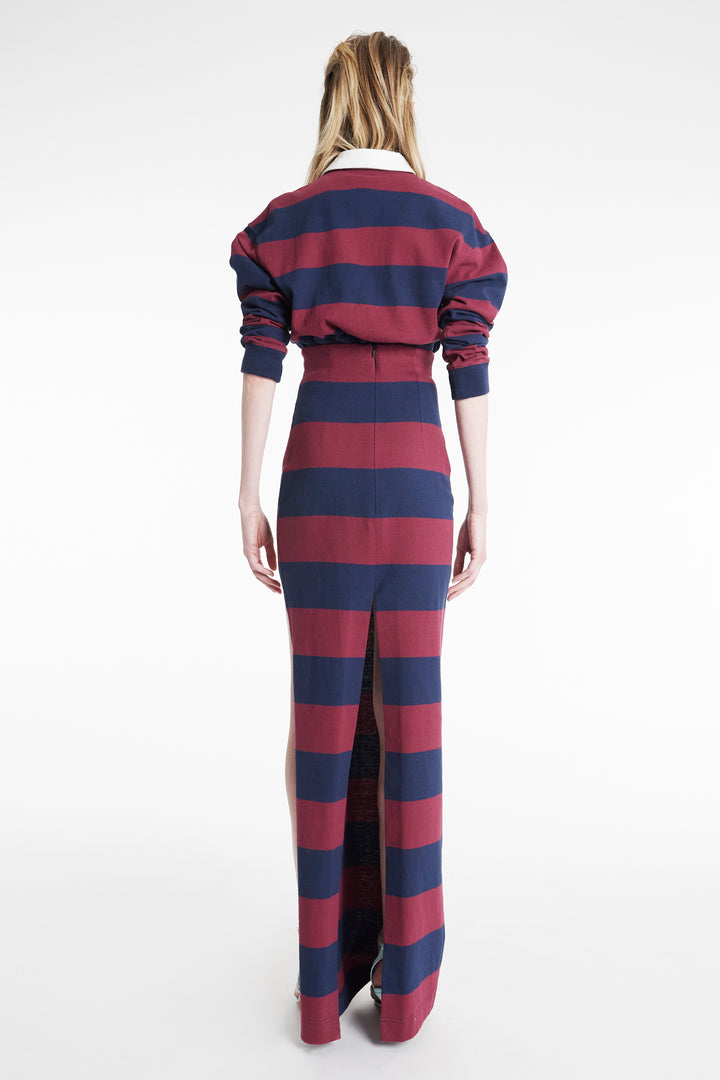 Pencil Skirt With Cut Out Burgundy Navy