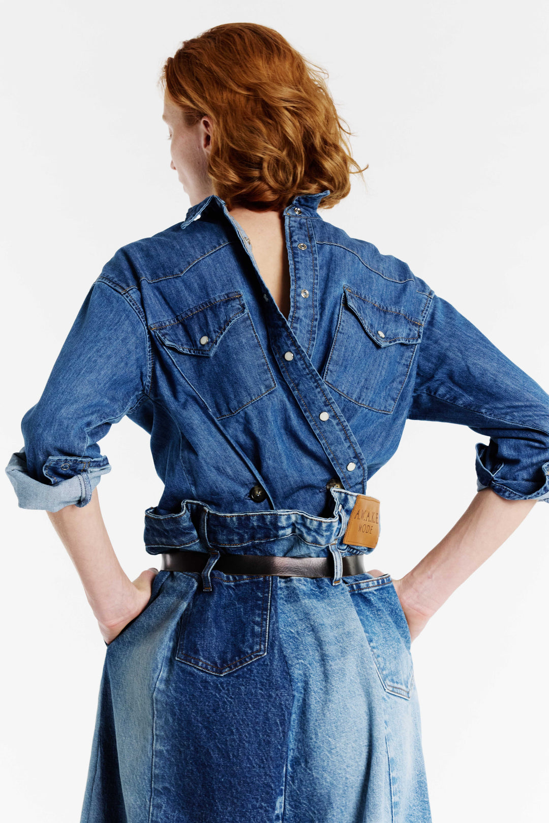 Back To Front Denim Shirt Mid Blue