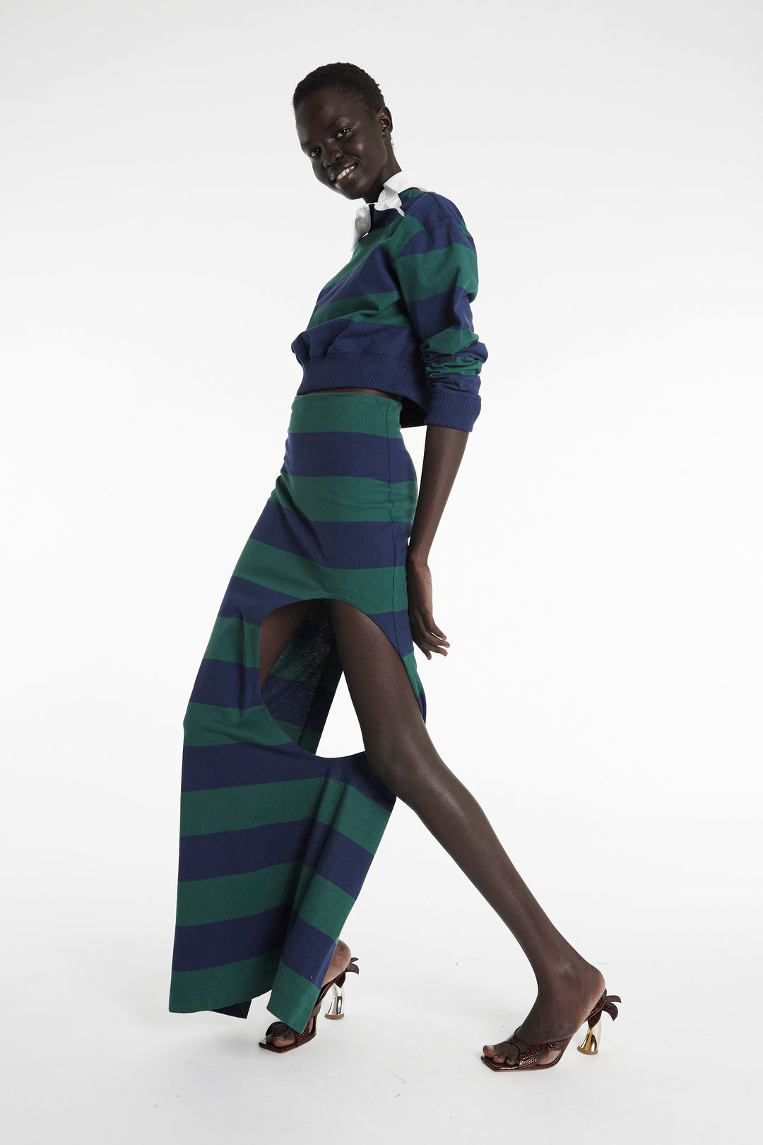 Pencil Skirt With Cut Out Emerald Green Navy