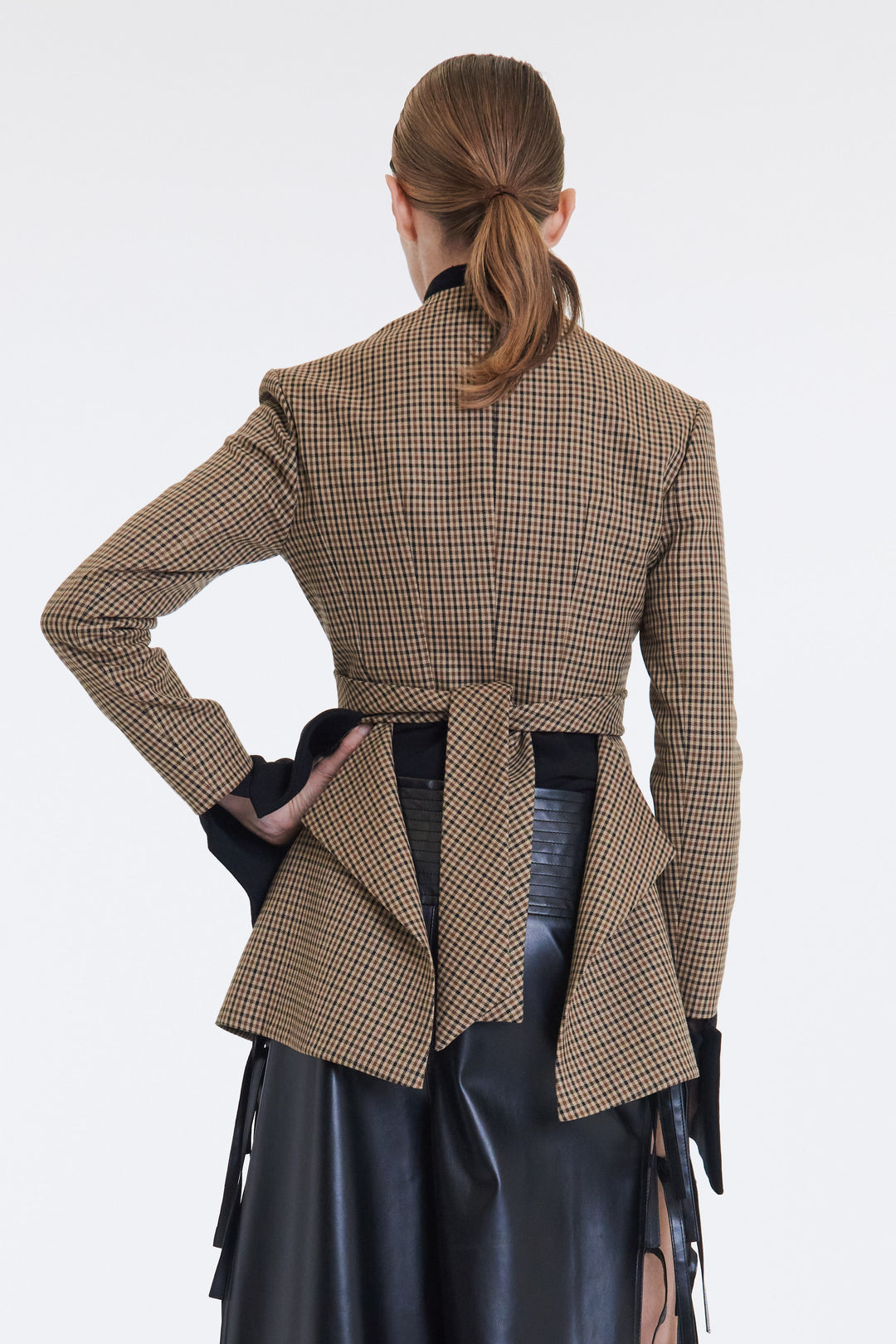 Collarless Deconstructed Jacket Gingham | Luxury Womenswear