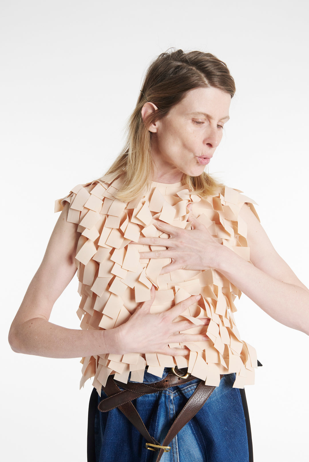 Top With Rectangle Detail Nude