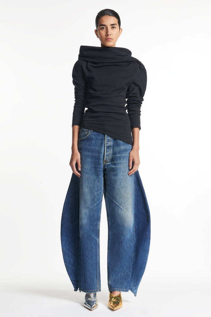 Jersey High Neck Top Black