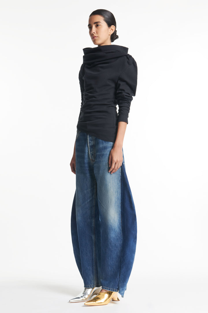 Jersey High Neck Top Black