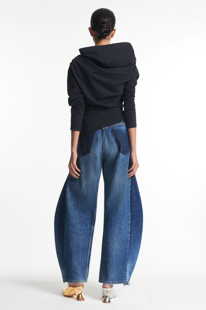 Jersey High Neck Top Black