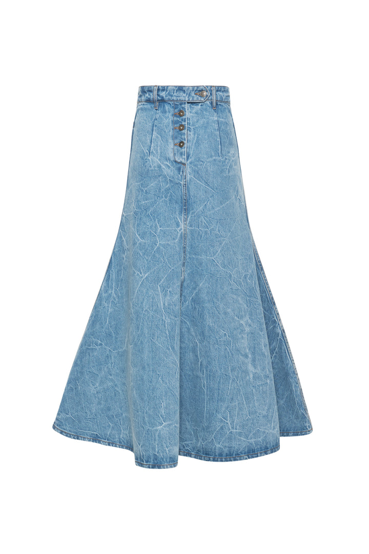 Acid Wash Denim Skirt Indigo Acid Wash