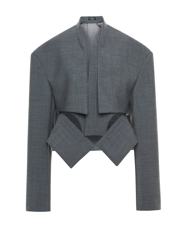 Cropped Jacket With Insert Grey