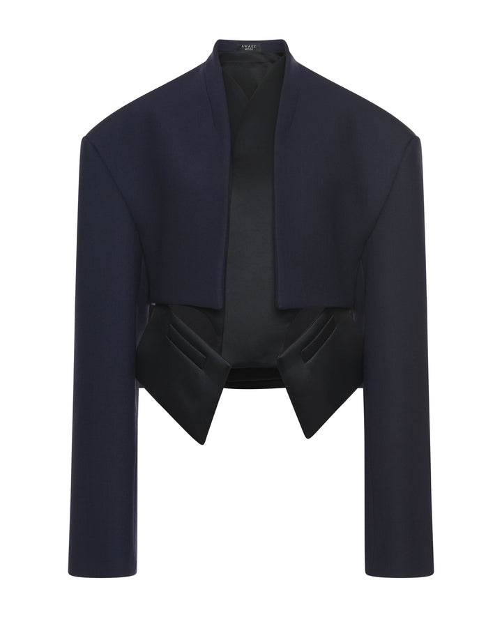 Cropped Jacket With Insert Navy Black