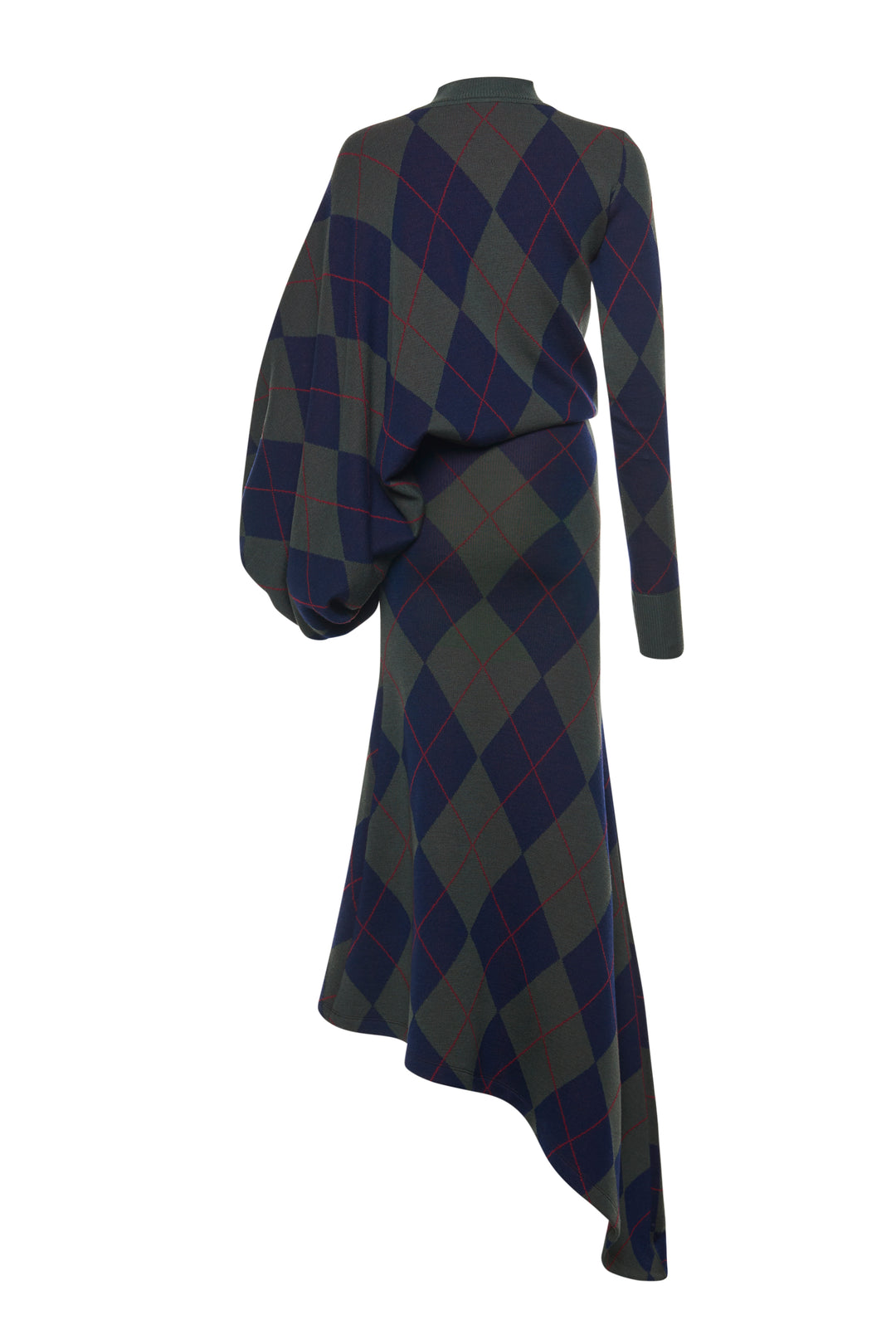 Argyle Knitted Dress Navy Green
