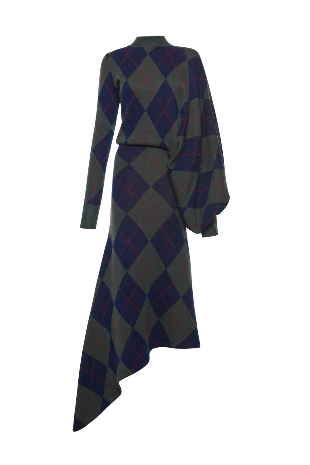 Argyle Knitted Dress Navy Green