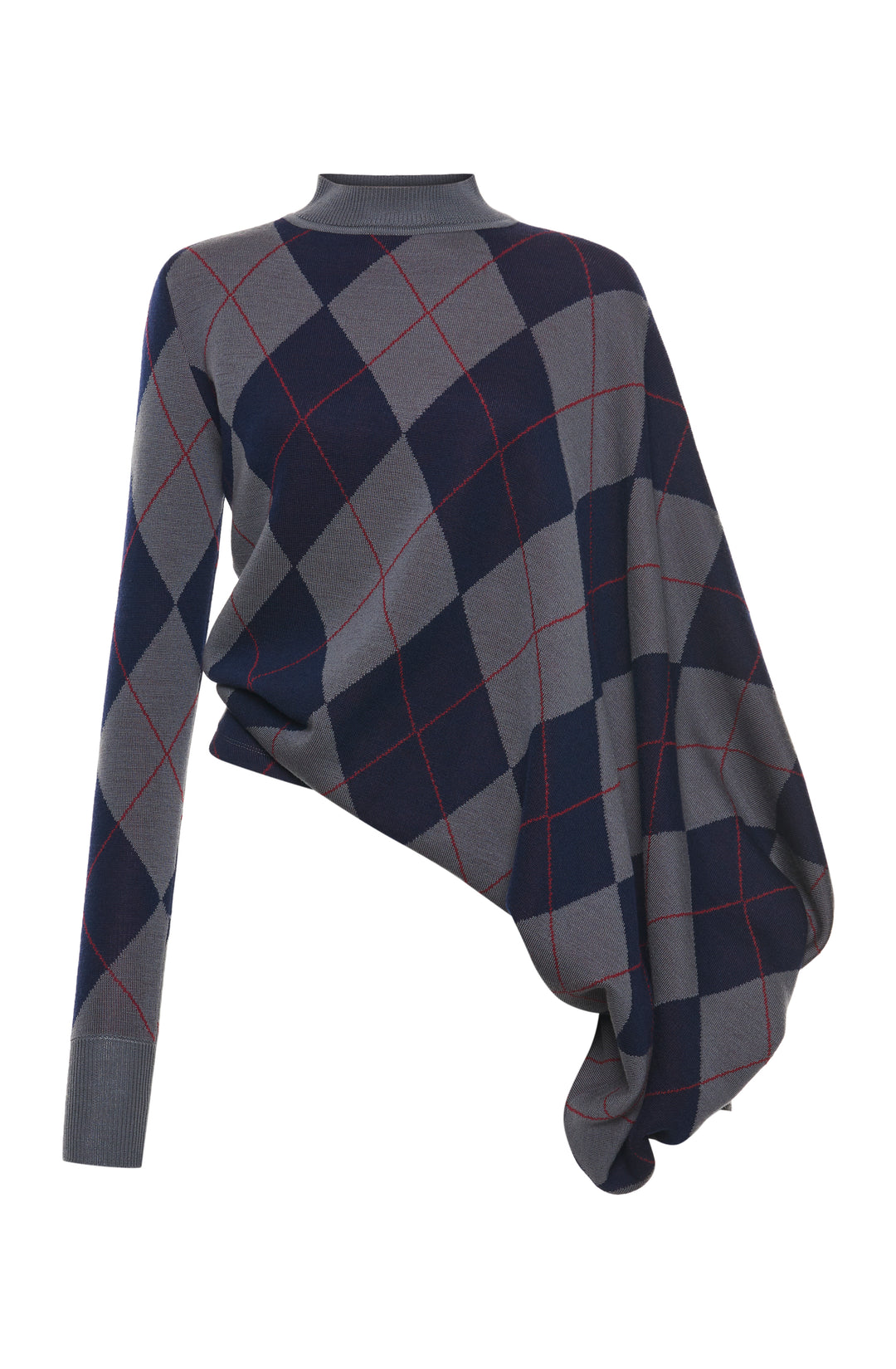 Argyle Knitted Top Navy Grey