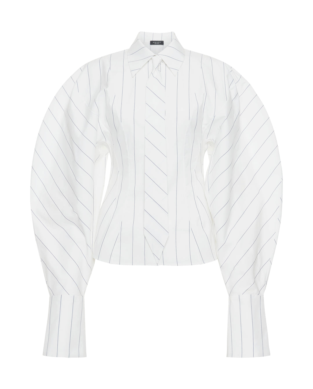 Puff Sleeve Shirt White Stripe
