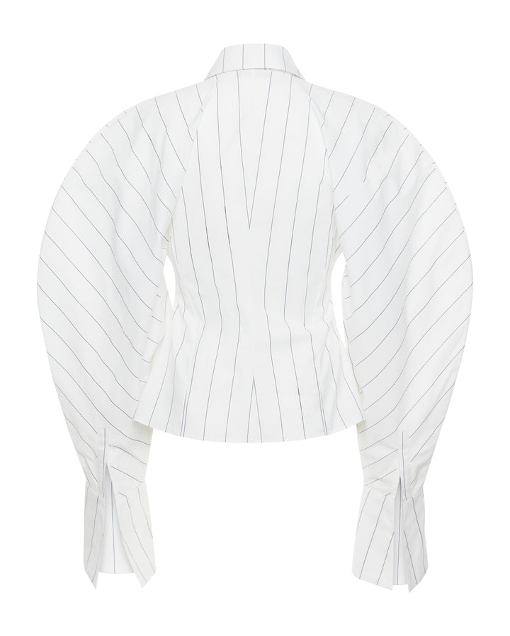 Puff Sleeve Shirt White Stripe