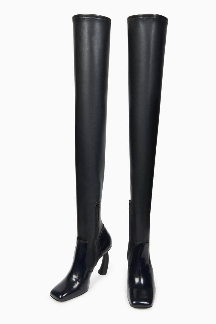 Curved Heel High Boot Black