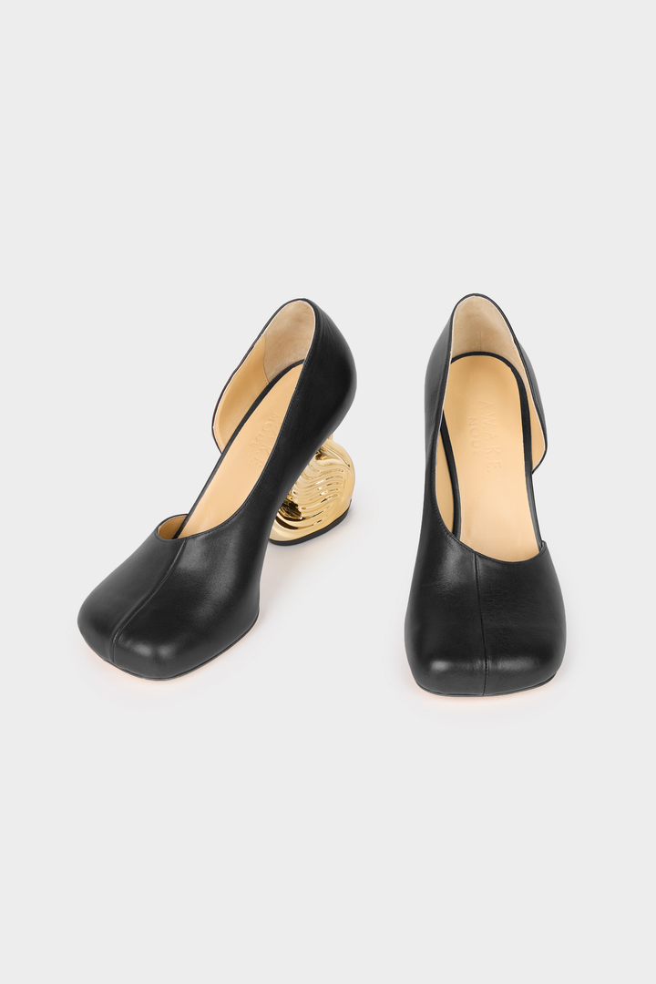 Vesper Shoes With Swan Heel Black