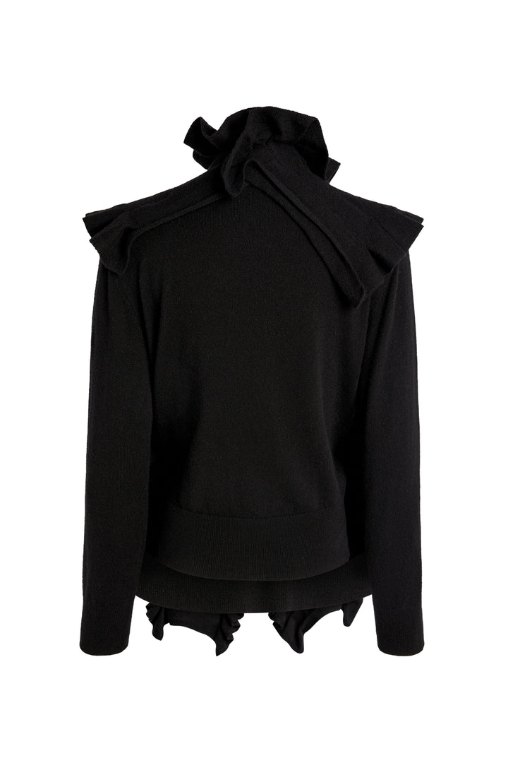 Knitted Jumper With Front Panels Black