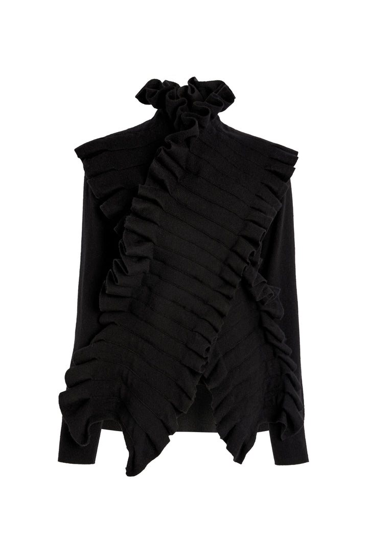 Knitted Jumper With Front Panels Black
