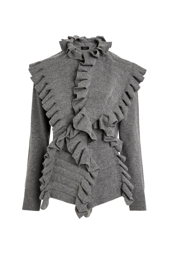Knitted Jumper With Front Panels Mid Grey Melange