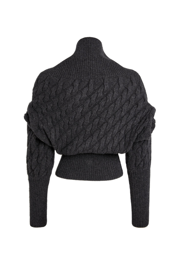 Knitted Top Cable Knit Dark Grey Melange