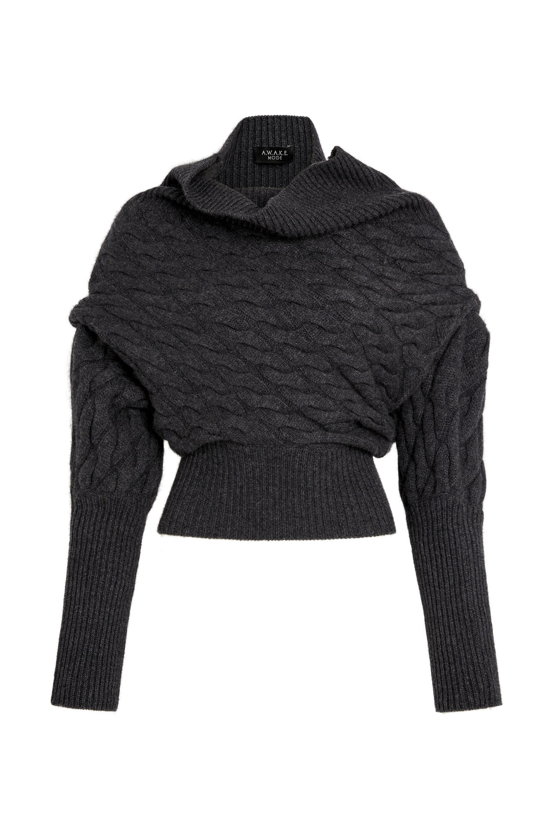 Knitted Top Cable Knit Dark Grey Melange